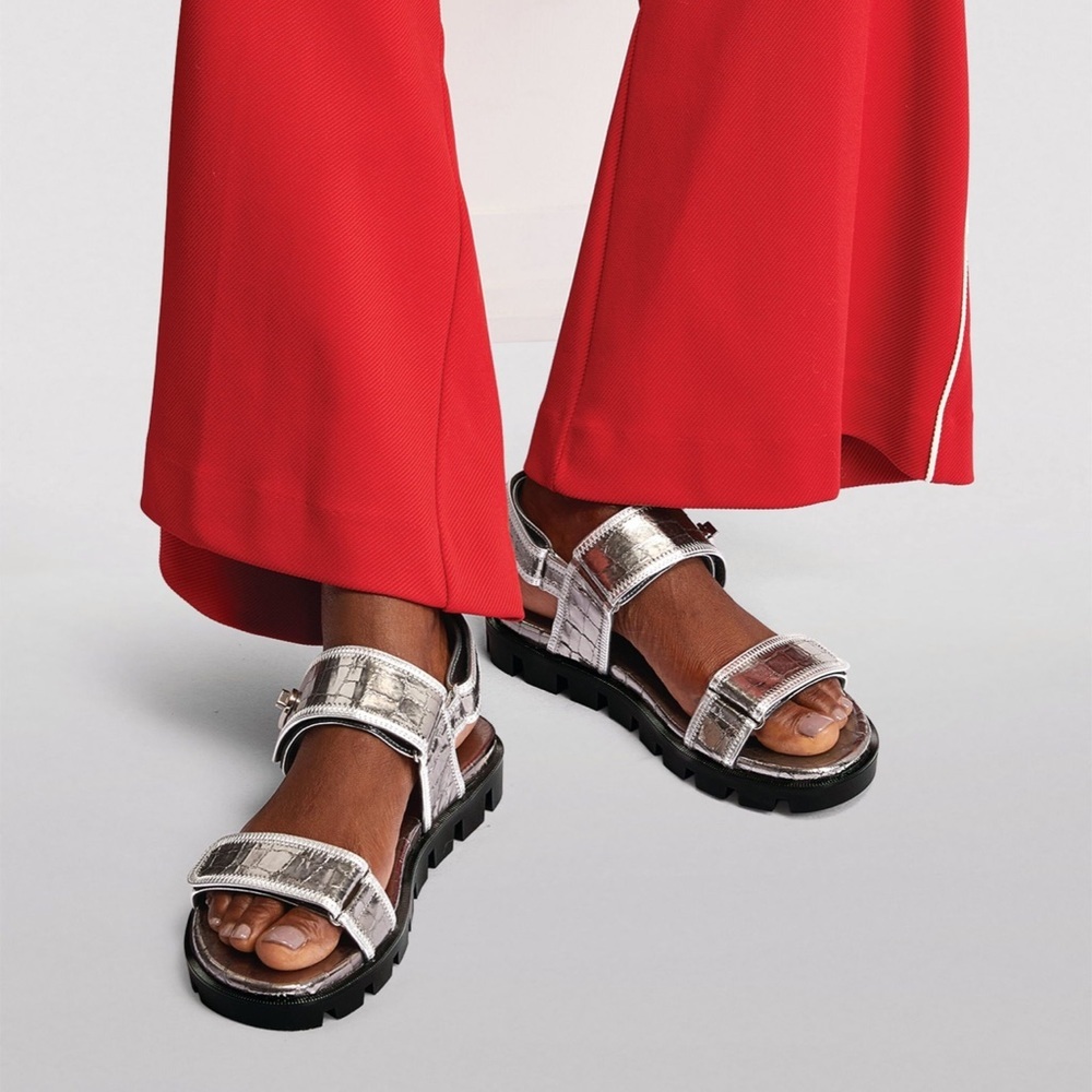 Authentic Christian Louboutin Lock Cool Embossed Leather Dad Sandals BNIB 38.5 - Picture 4 of 10